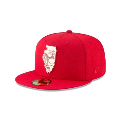 Chicago Bulls Gorra | New Era NBA Gold Stated 59fifty Fitted Cap Mexico - Negros